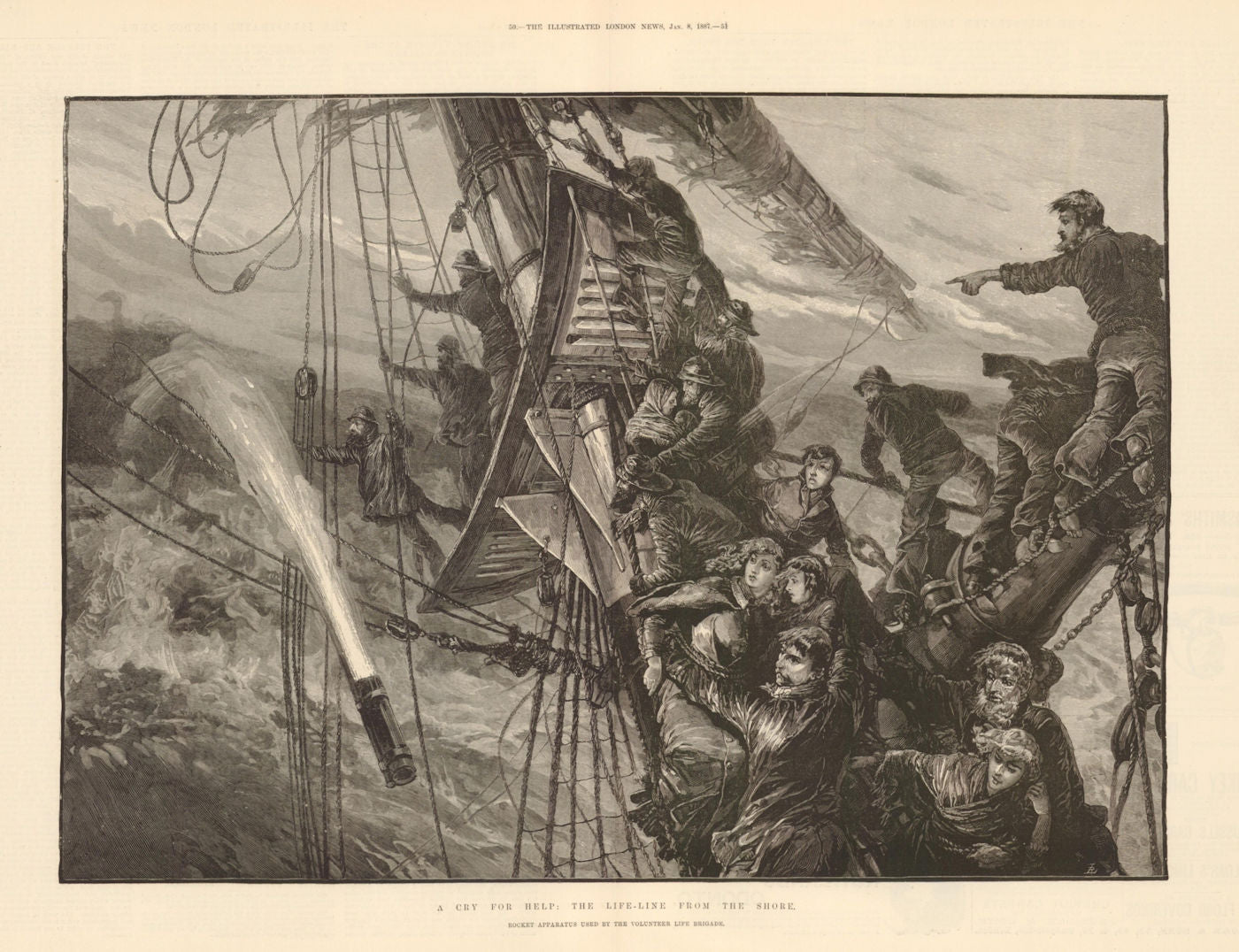 Shore rocket life-line used by the volunteer Life Brigade. Shipwreck 1887